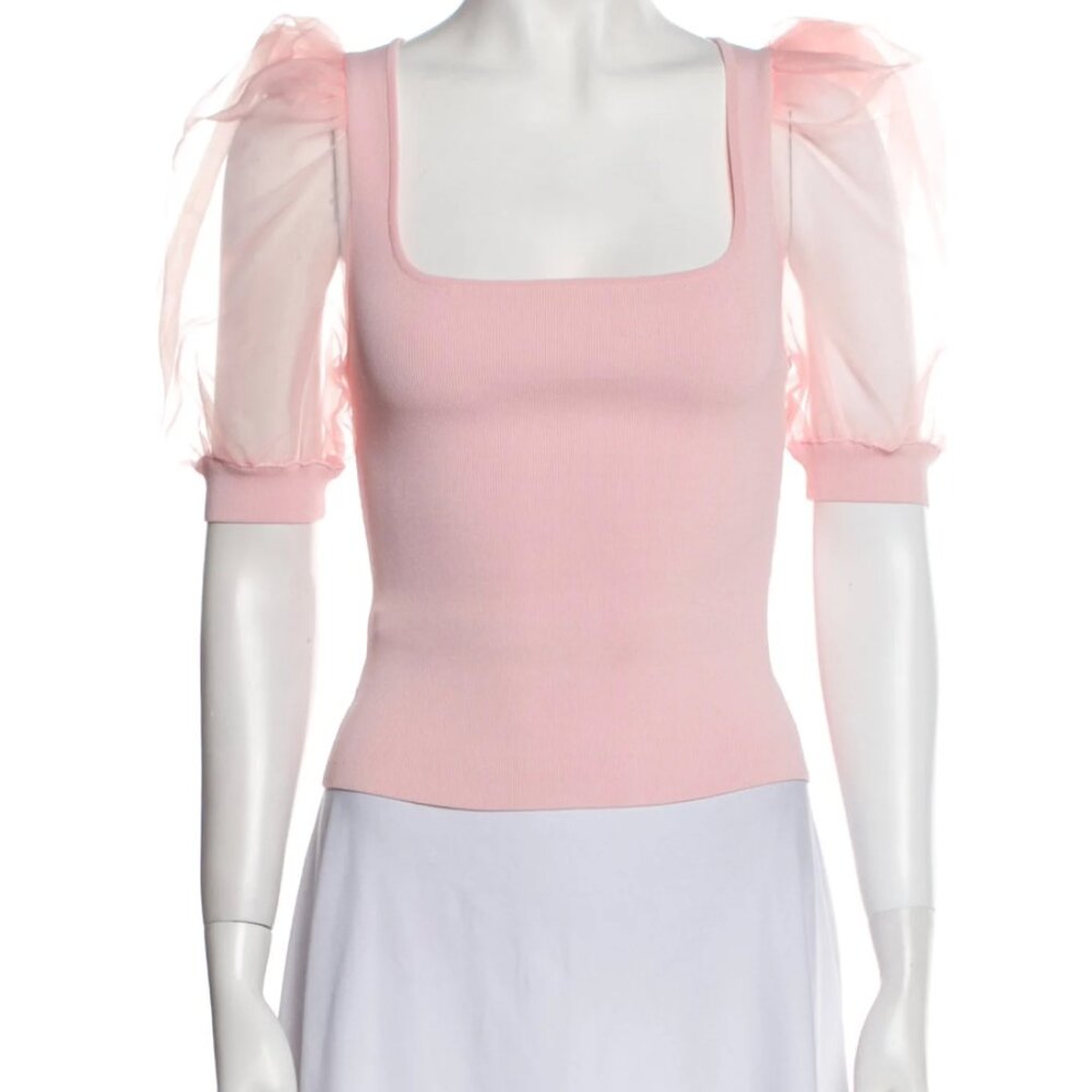 Alice + Olivia Abella puff-sleeve knit top